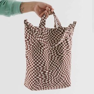 Baggu Duck Bag in trippy checker brown